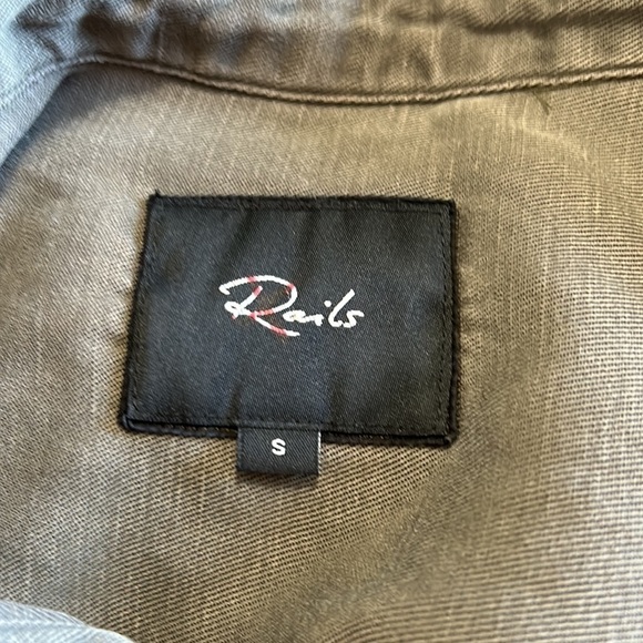 RAILS Conrad Olive Green Military Patch Jacket Raw Hem Embroidered Sz S - Picture 13 of 16